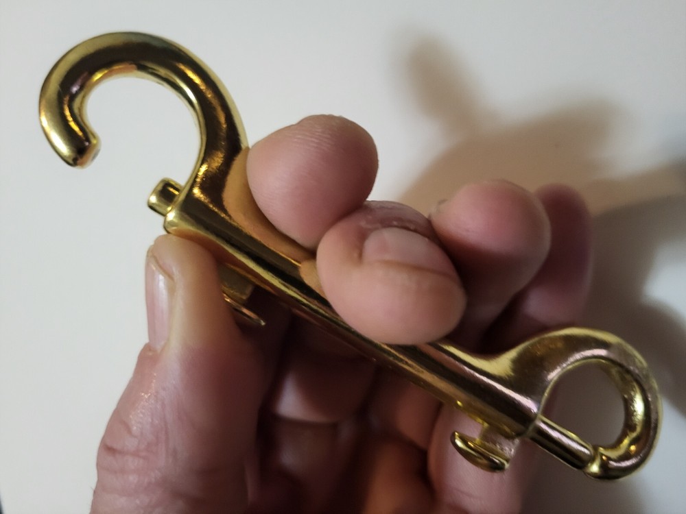 Solid brass Bolt action double snap hook. 43/4" length. Marine grade. scuba clip