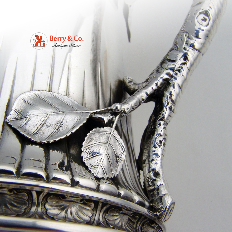 Mixed Metals Tankard Apple Tree Bark Handle Gorham 1880 Sterling