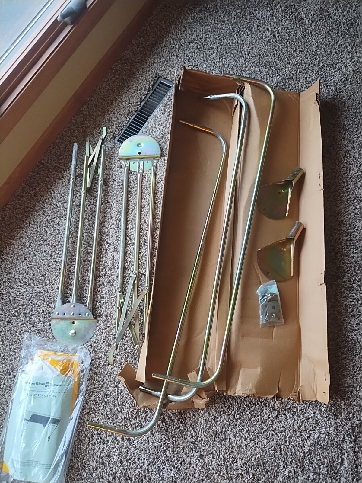 BUGGY TOP Umbrella TRACTOR 3 Bow Frame Yellow White Canopy Minneapolis Moline 40