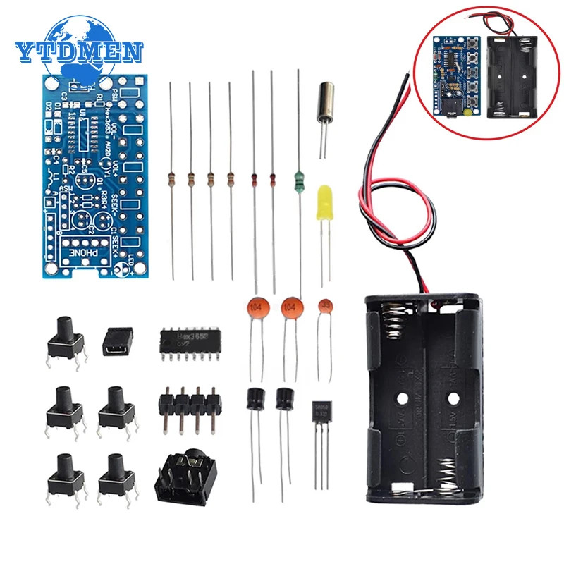 76-108MHz Wireless FM Radio Receiver Module 1.8-3.6V DIY Stereo PCB Kit
