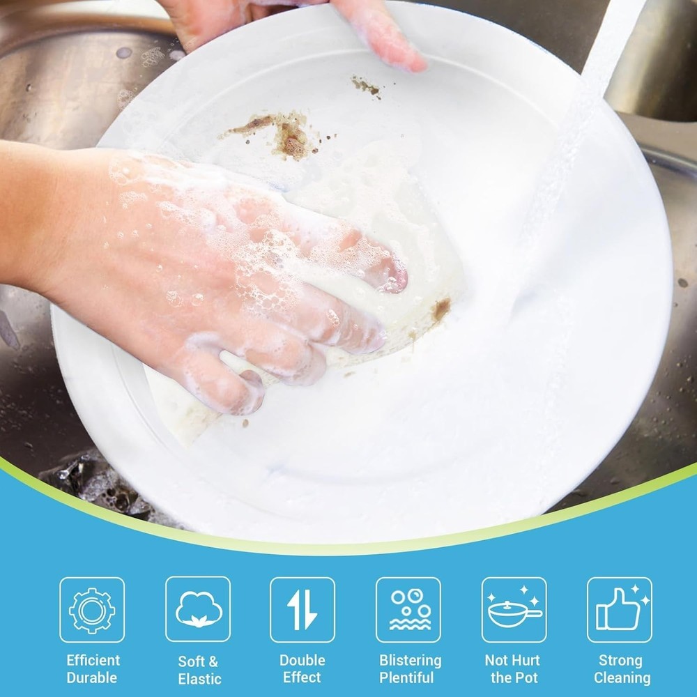 Versatile Non-Scratch Sponges - 6 Count Natural Cellulose for Kitchen & Bath