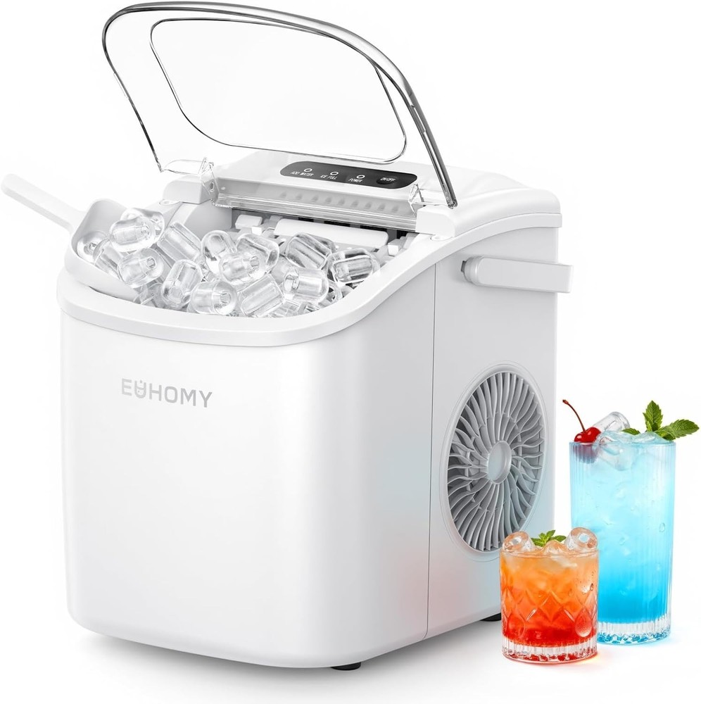 Countertop Ice Maker Machine with Handle, 26lbs Per Day, 9 Ice Cubes Ready in...