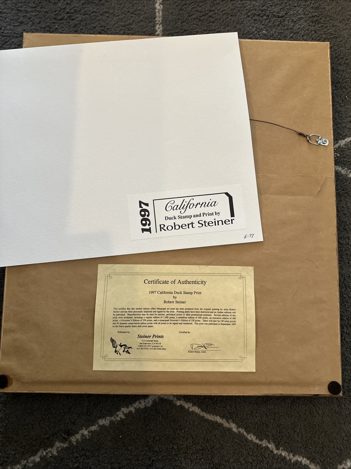 1997 California Duck Stamp Pete Wilson Governor's Edition 77/350