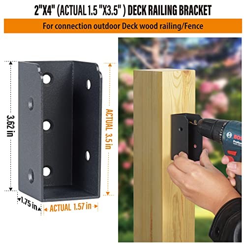 Pcs Stainless Steel Deck Railing Brackets Connectors for 2"x4" Parallel 36