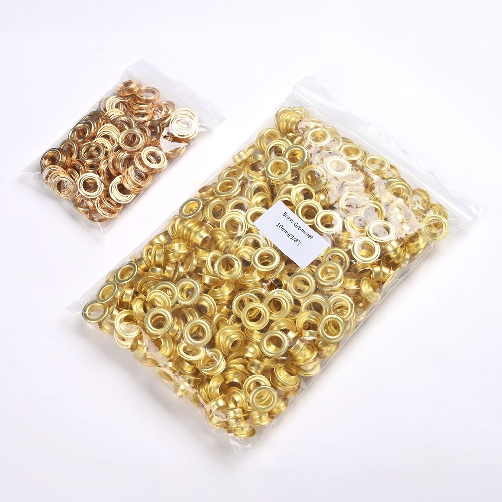 Yescom 500 sets Grommet Kit 3/8 inch 10mm Size #2 Solid Brass Eyelets Washers