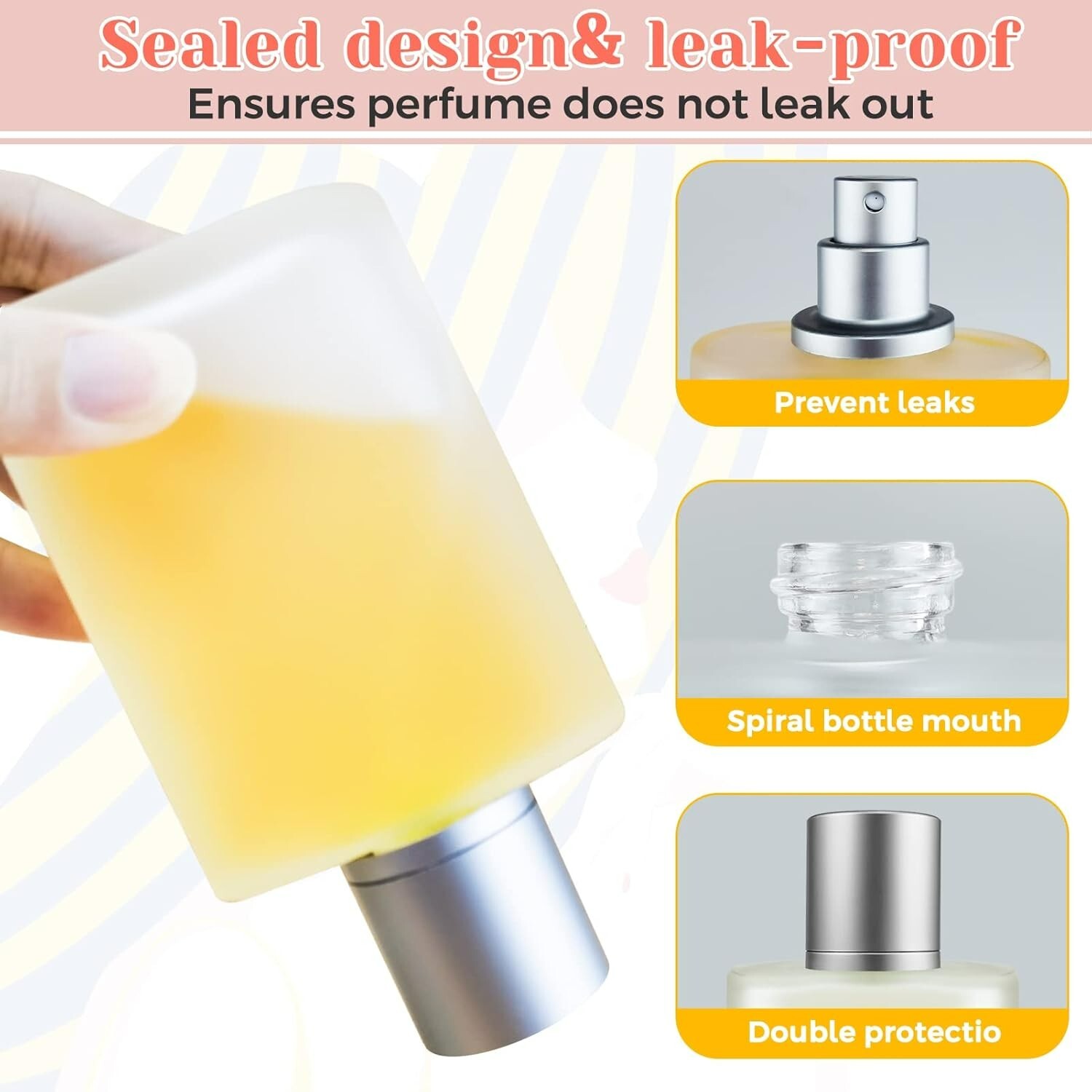 2 Pcs 100ml Refillable Perfume Spray Glass Atomiser Empty Bottle Frosted Travel