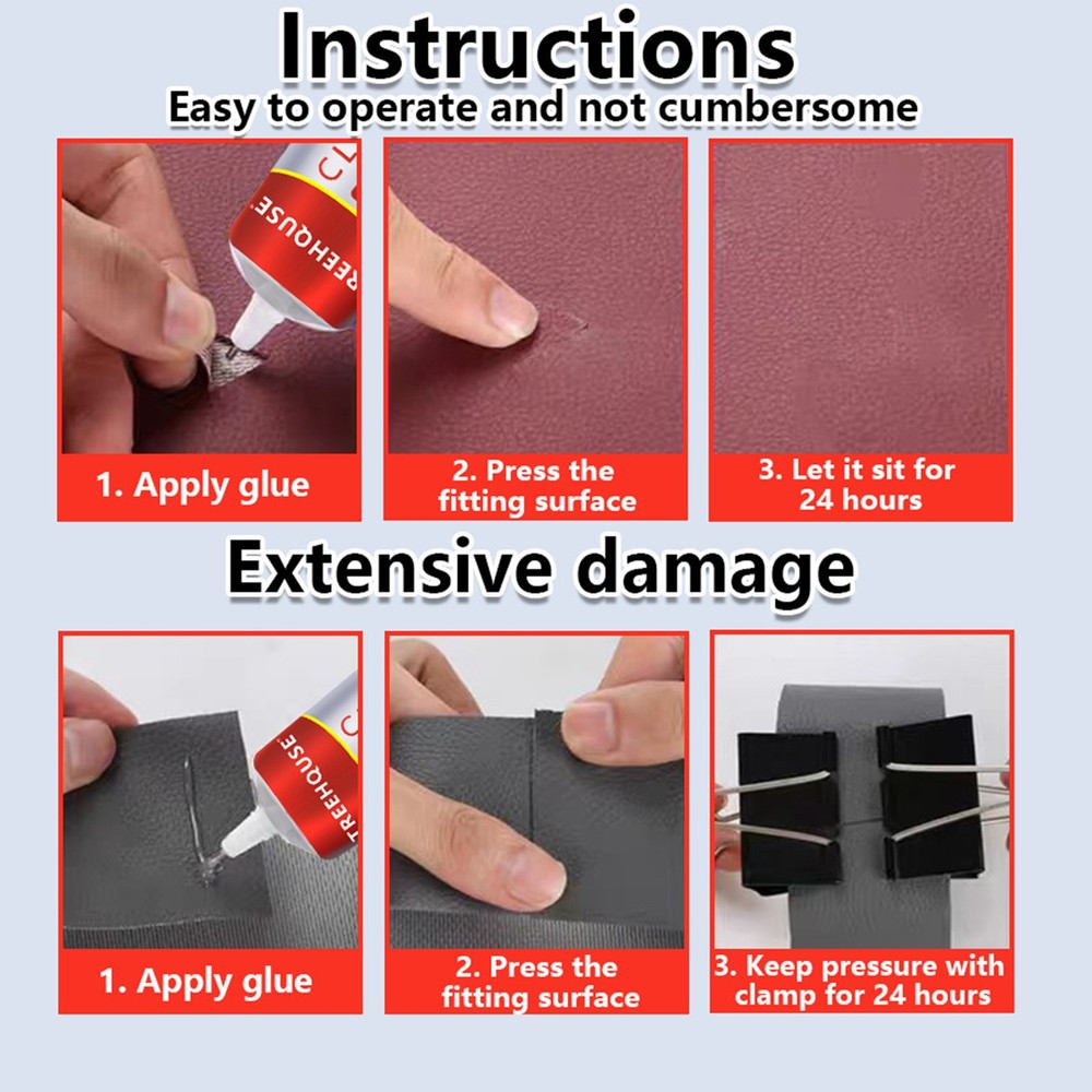 60ml Clear Leather Adhesive Car Seat Glue for Sofas, Purses, Leather Bonding