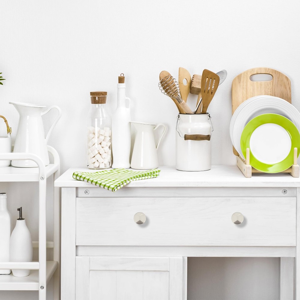 Ravinte 10pk Brushed Nickel Round Cabinet Knobs Solid Zinc Alloy Drawer Pulls