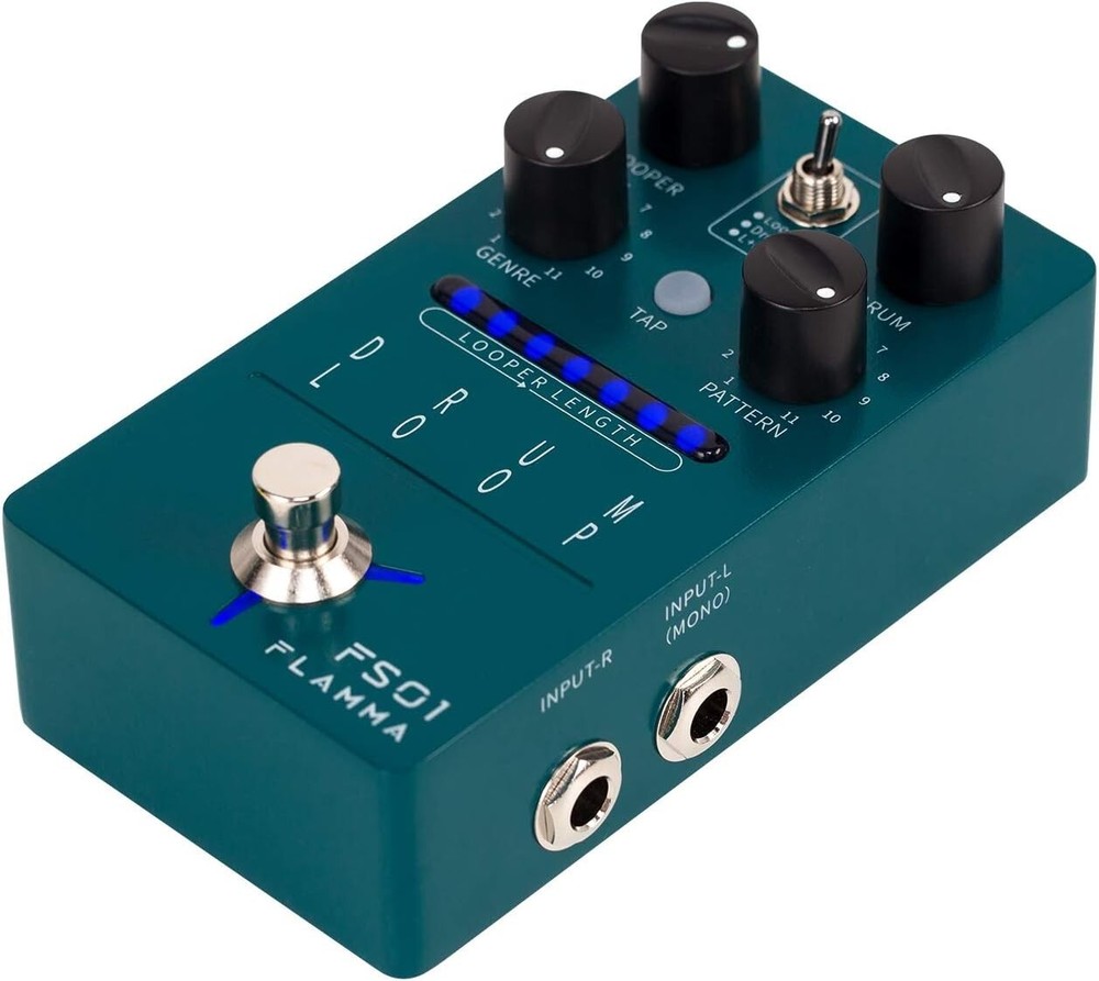 Versatile Drum Machine & Phrase Loop Pedal with 121 Rhythms - Compact Size
