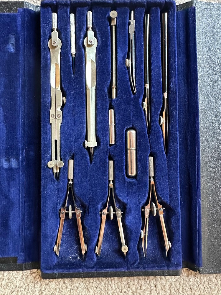 Vintage K&E Drafting Tool Compass Set With Case Doric Favorite N9526C Germany