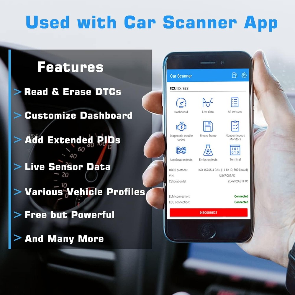 Veepeak Mini Bluetooth OBD2 Scanner for Android – Not Compatible with iOS –