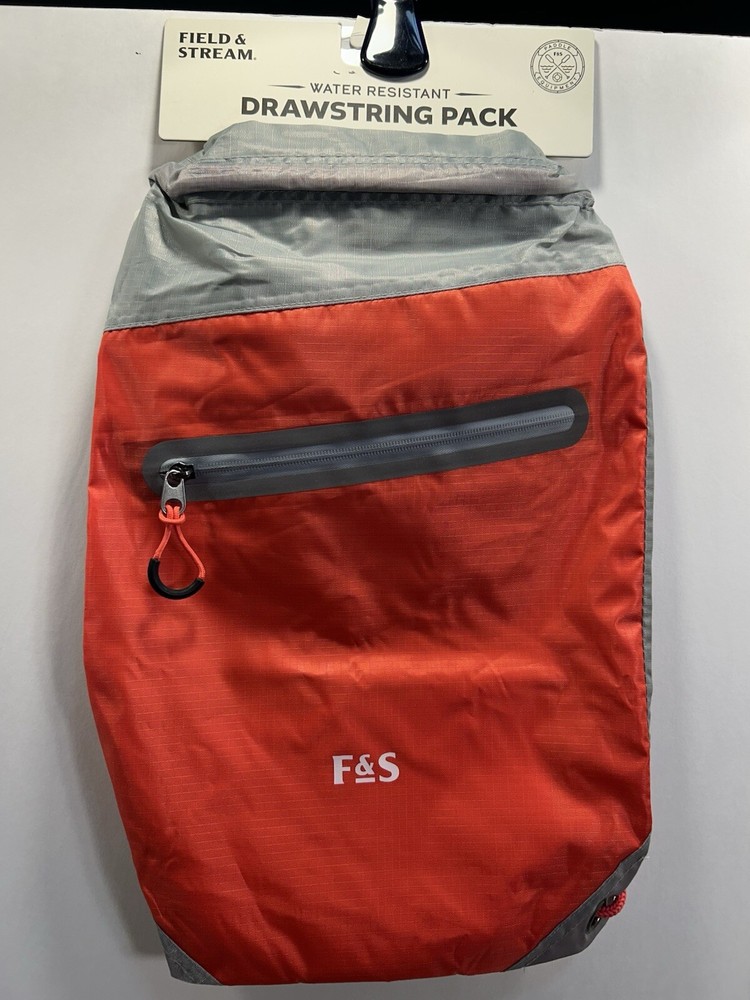 F&S, Field & Stream Water Resistant Drawstring Pack, Red/Grey