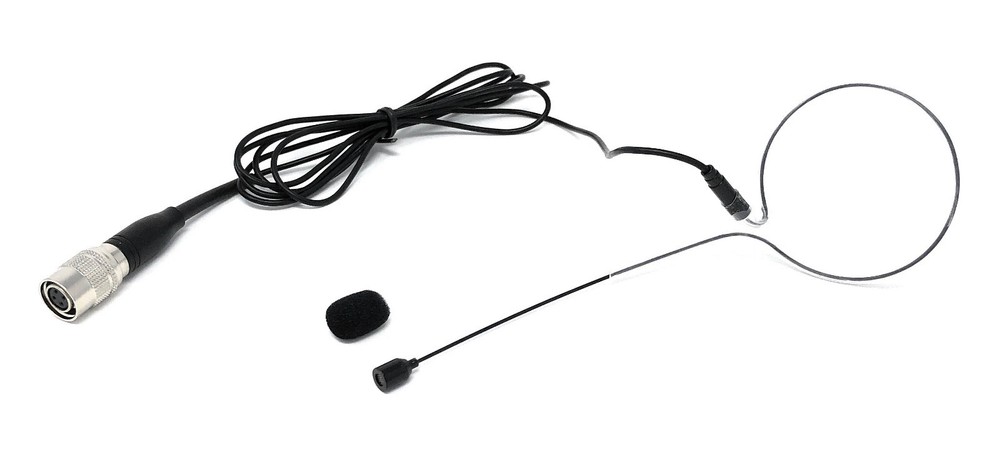 Single Earhook Headset Mic w/ 4 pin mini XLR for Audio Technica Wireless Black