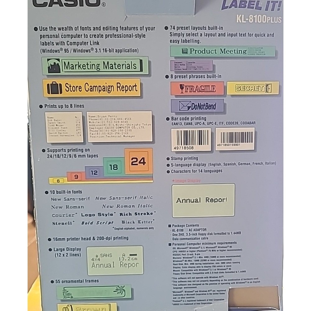 Vintage Casio Label It! KL-8100PLUS Printer Sharp Wizard OZ-630 Organizer Bundle