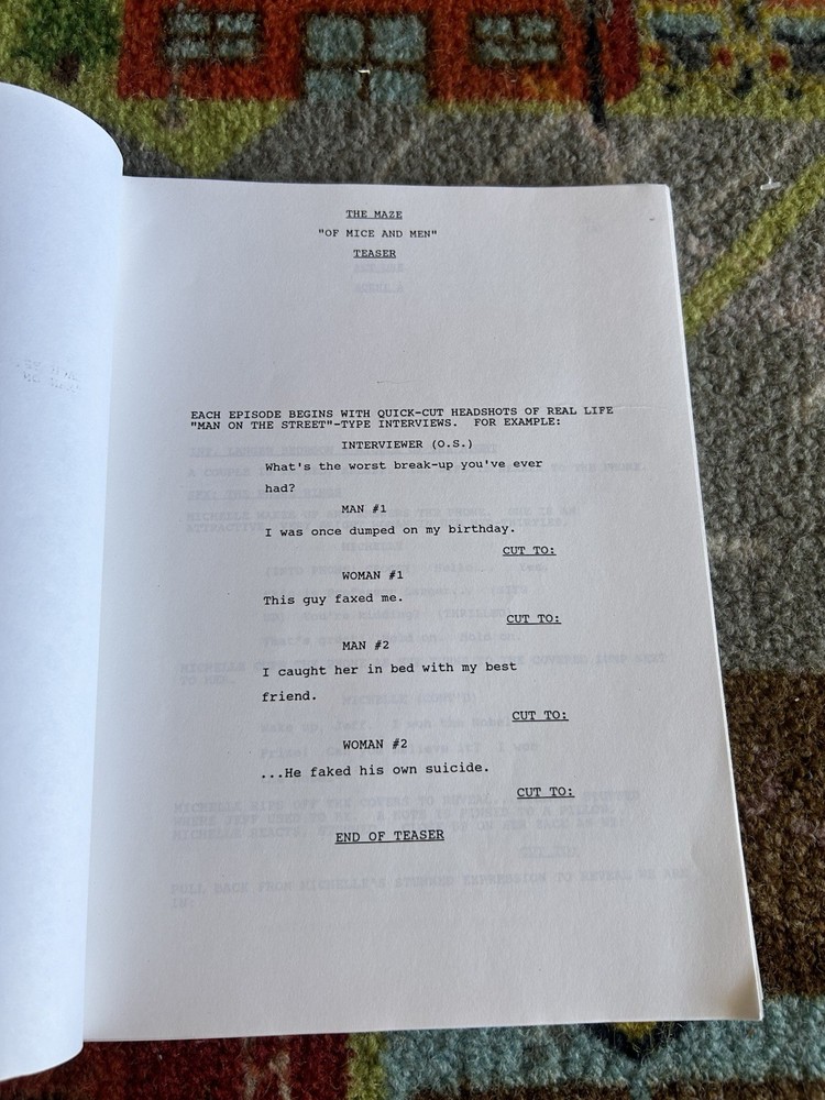 The Maze Original Pilot Episode First Draft Fox 1995 Original Script