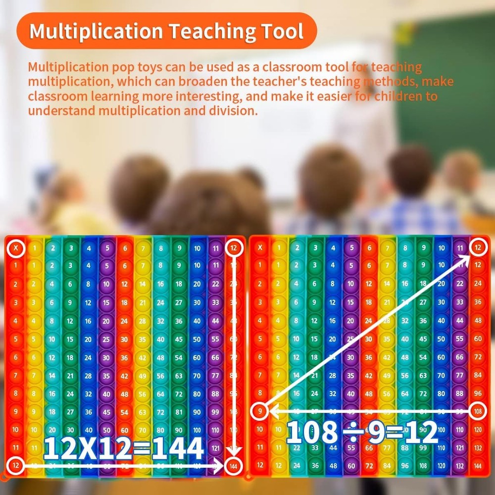 12x12 Multiplication Pop Game & Math Chart | Interactive Learning Toy for Kids |