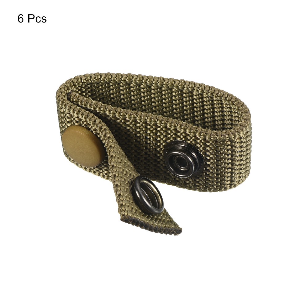 Belt Keeper, 6Pcs Nylon Webbing Loop with Double Snaps Belt, Khaki