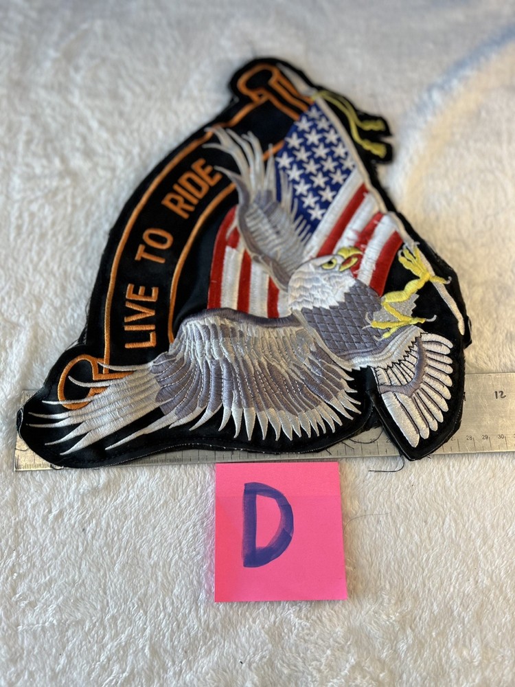 Live to Ride USA Flag Eagle Embroidered Biker Motorcycle Patch large.
