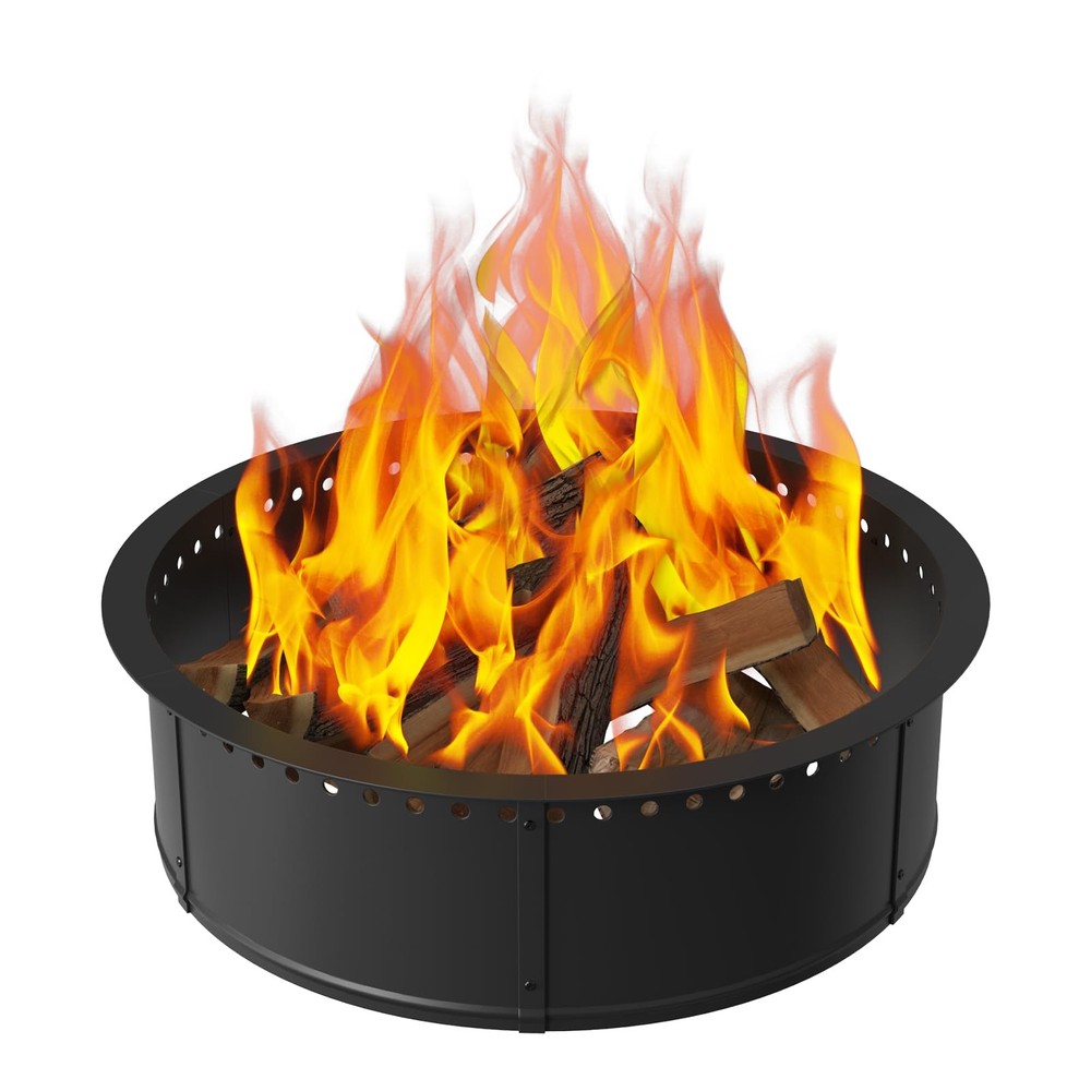 Smokeless Fire Pit Ring, 30inch Large Round Portable Metal Firepit Accessorie...