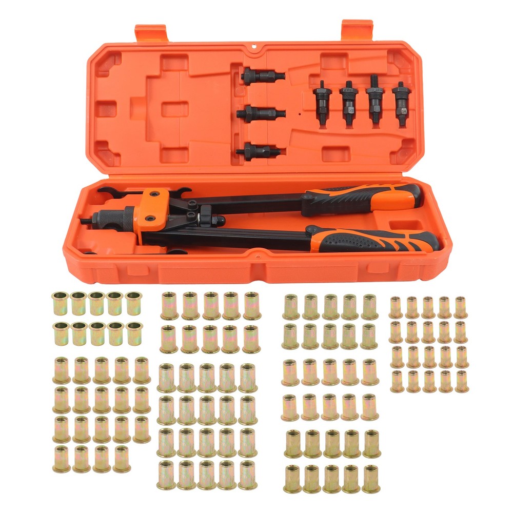 14" Rivet Nut Tool Kit with 70Pcs Rivet Nuts & 7 mandrels Effort-Saving Design