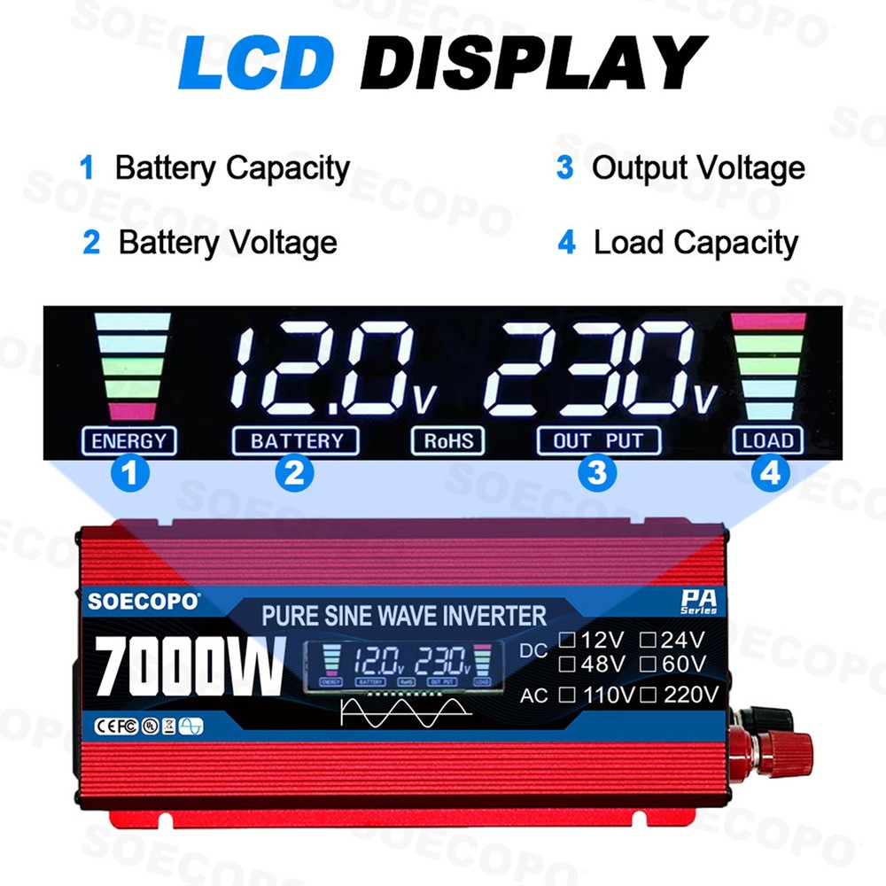 7000W Solar Kit | 200W Panel + 100A Controller | 12V to 110V/220V AC Inverter