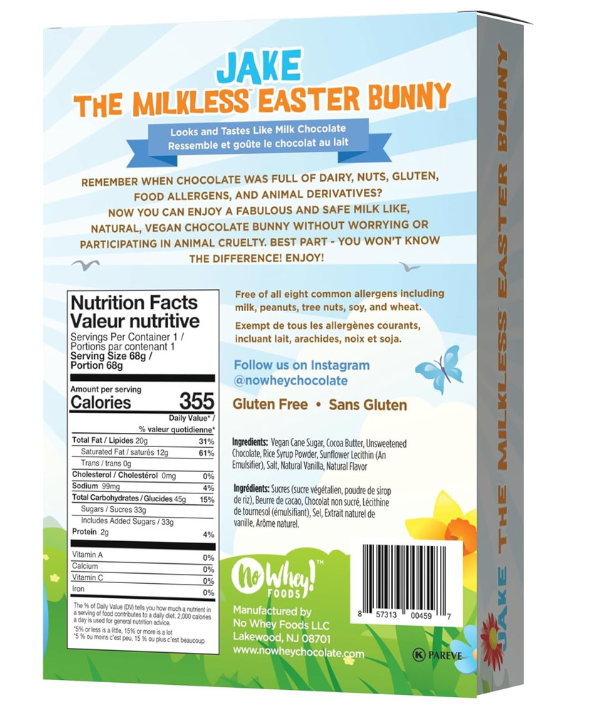 Jake the Milkless Bunny – Solid Milkless Chocolate Bunny (1 Bunny) – Easter – Ve