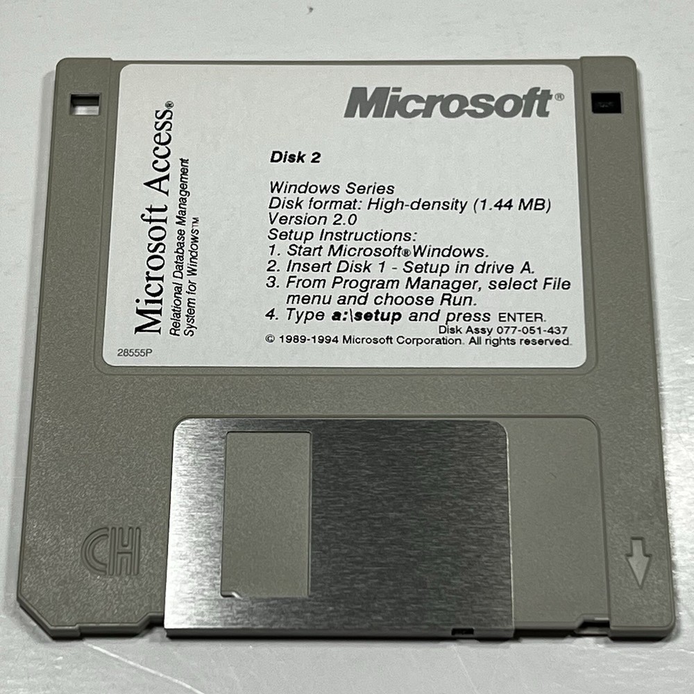 Microsoft Access Version 2 Windows 3.5” Floppy Disc 1994