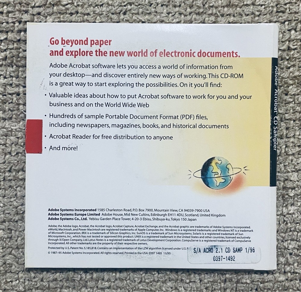 ADOBE ACROBAT CD SAMPLER: Version 2.1, Universal Electronic Publishing Tool, NM