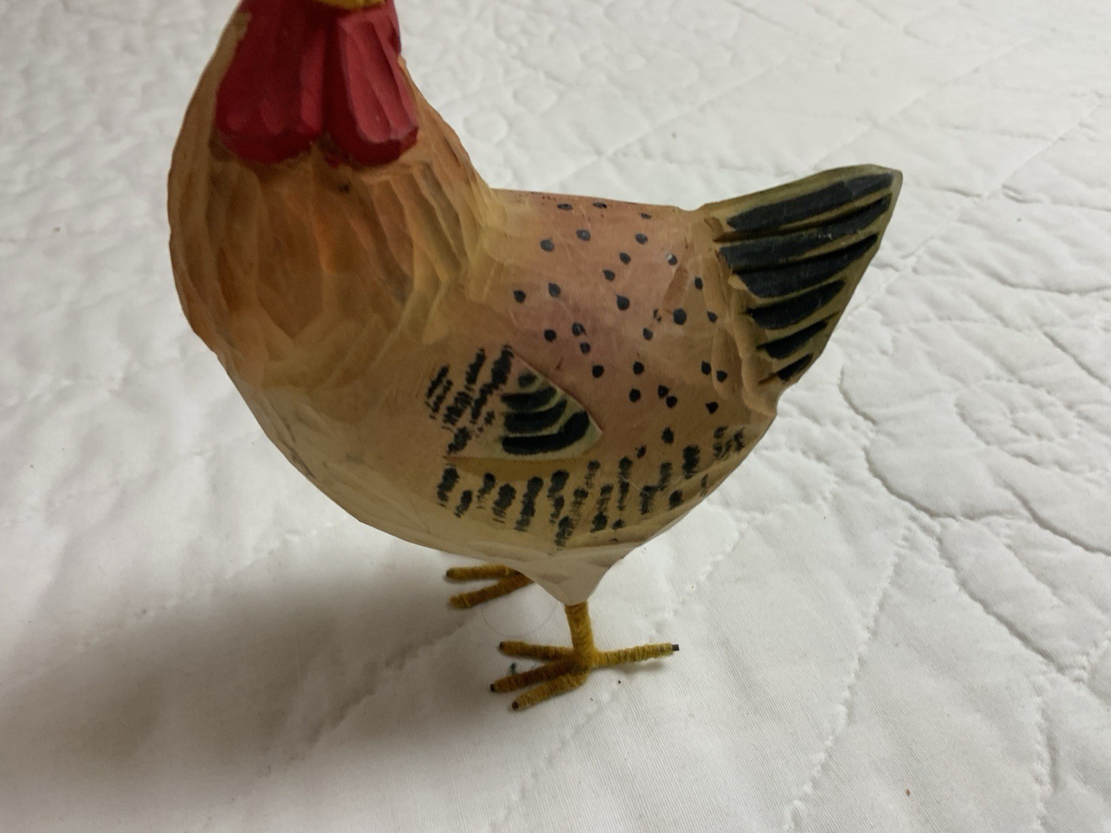 Rooster, Chicken Folk Art Figurine, Country, Wood, Carved, Hand Painted