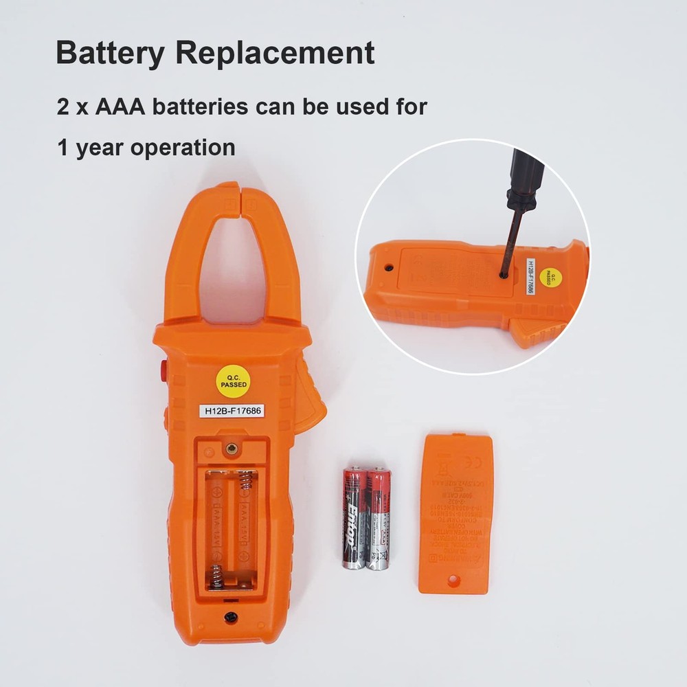 Digital Clamp Meter Auto-Ranging Multimeter Amp Voltage Tester Measure Orange