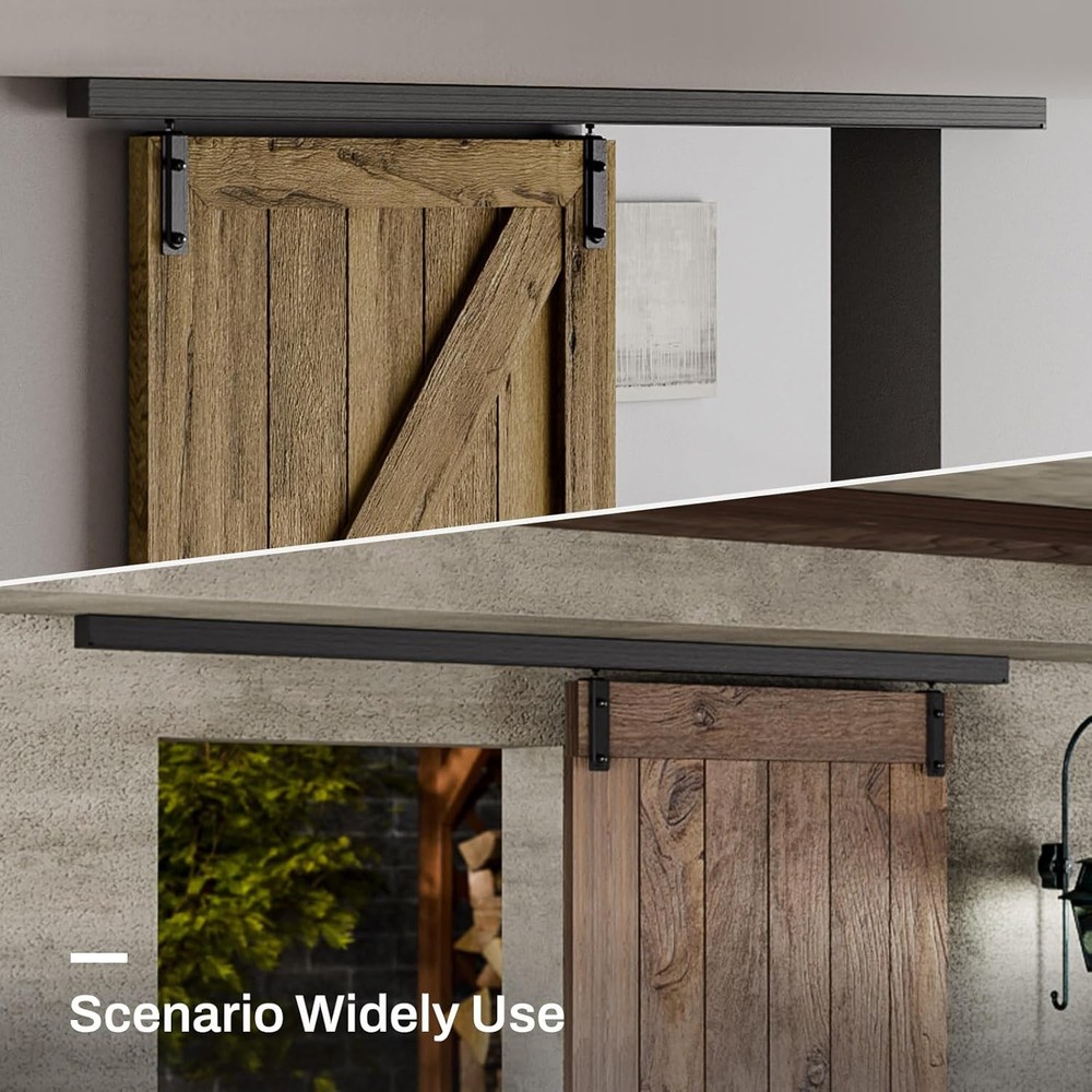 5FT-8FT Ceiling Mount Box Track Sliding Barn Door Hardware Kit Barn Door System