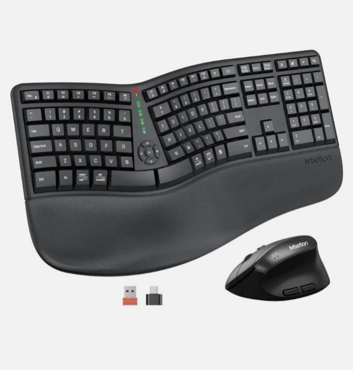 Ergonomic Wireless MEETION Keyboard and Mouse with Vertical Mouse Set
