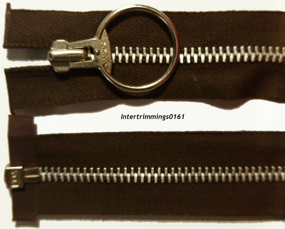 YKK, BROWN, LOOP PULLER ZIP, 13"/33CM, ALUMINIUM TEETH ,OPEN END, NO 5