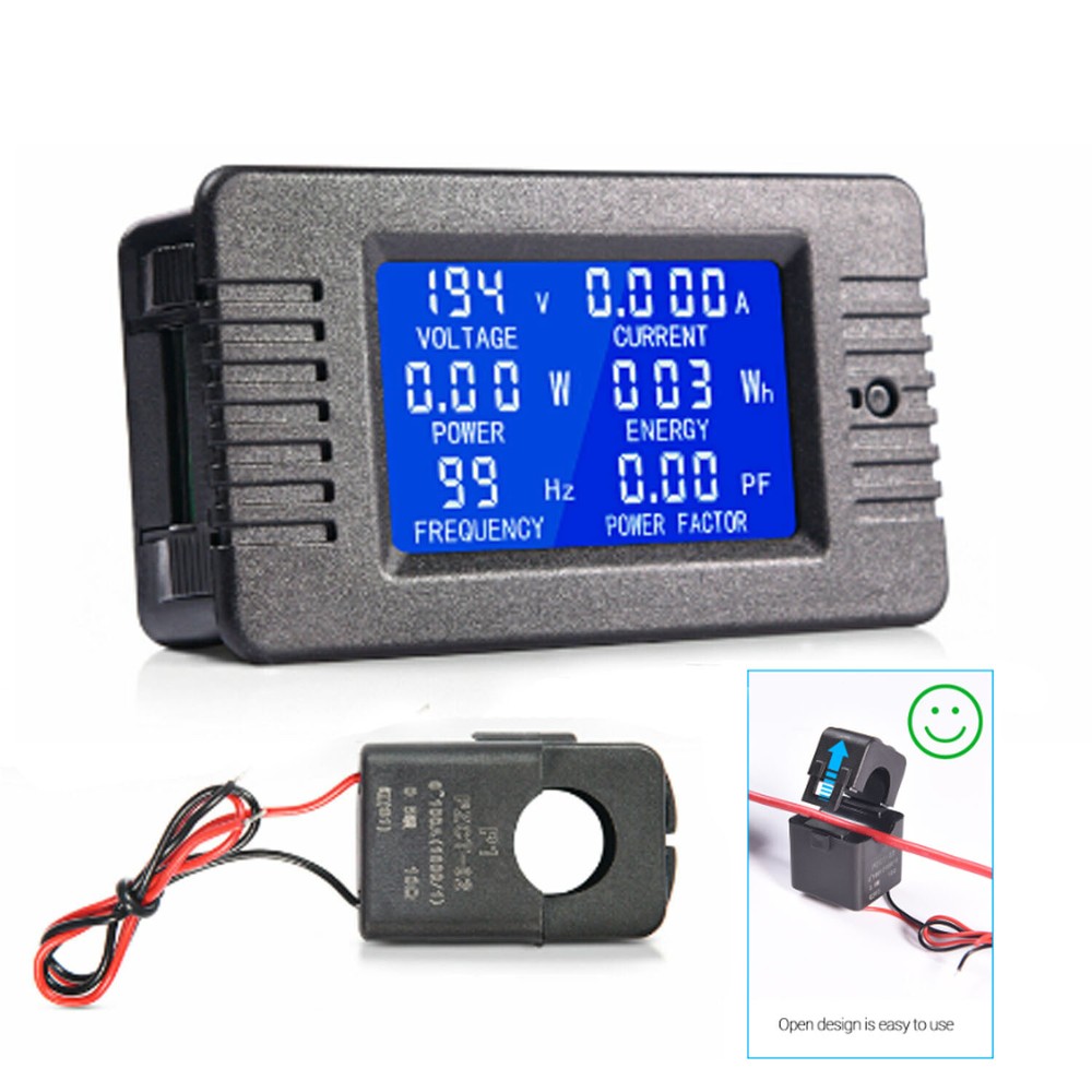80-260V AC Digital Multimeter Ammeter Voltmeter w/LCD Display 100A Energy Power