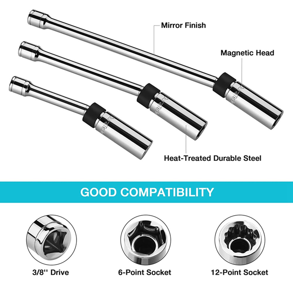 DURATECH 5PIECE Magnetic Swivel Spark Plug Socket Set 5/8" 9/16" Socket 6PT 12PT