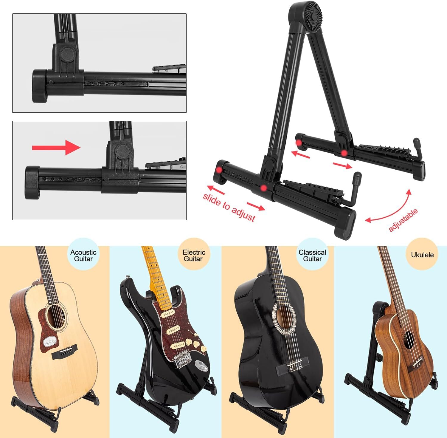 A-Frame Guitar Stand Floor Universal Metal for Acoustic Classical Electric Bass