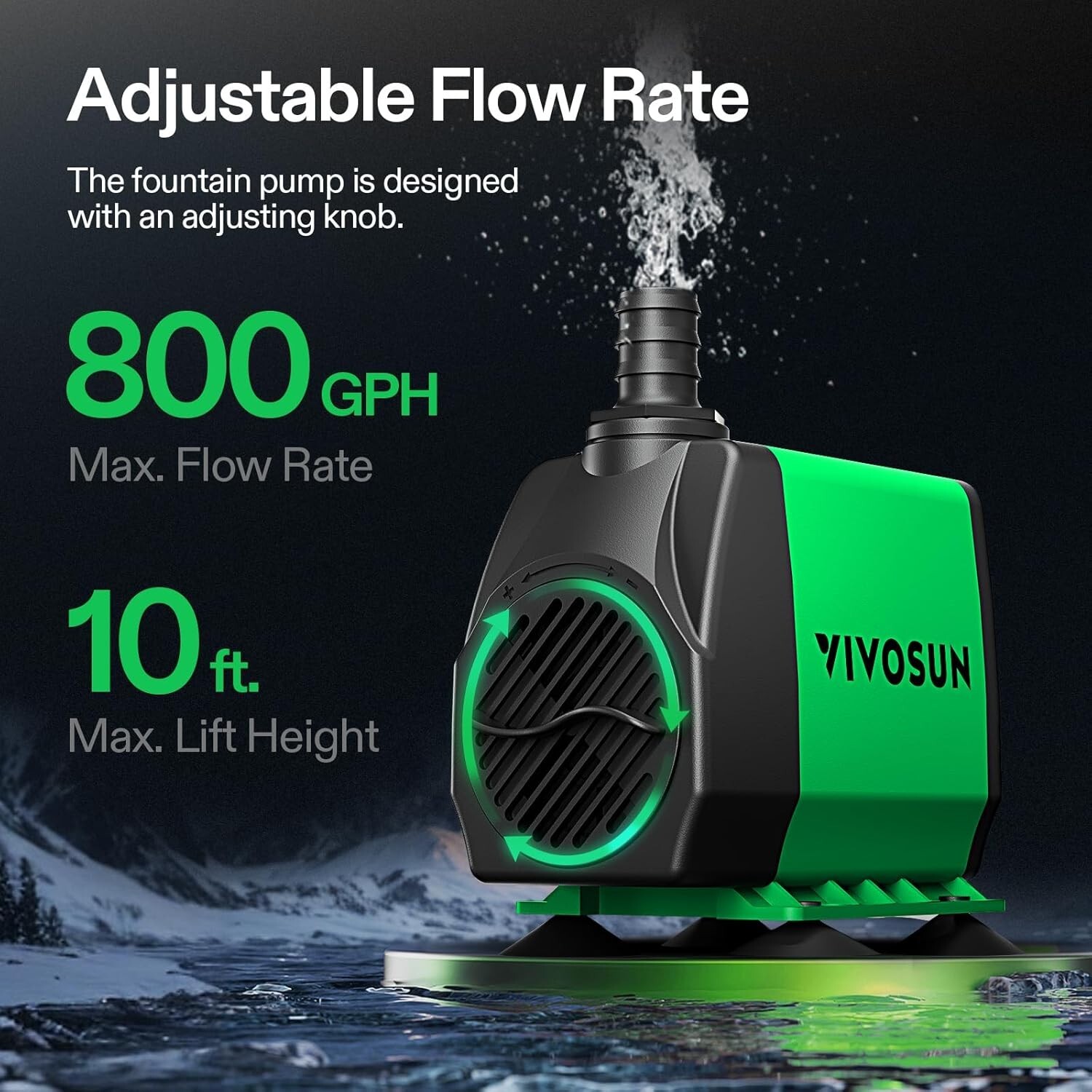 VIVOSUN Water Pump Hydroponics Pond Fountain Aquariums Submersible Fish Tank