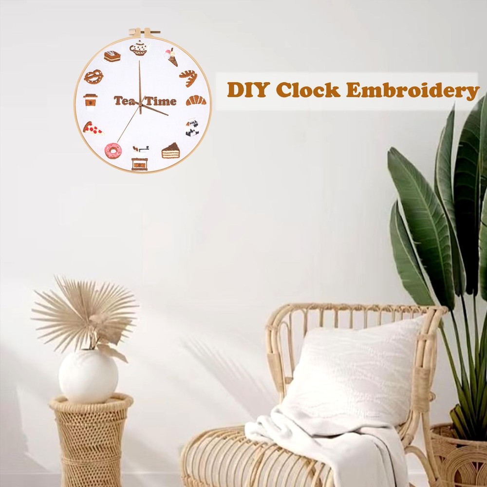 Topapfo Advanced Embroidery Kit with Beginner Tutorials, 9.5 inches, tea time