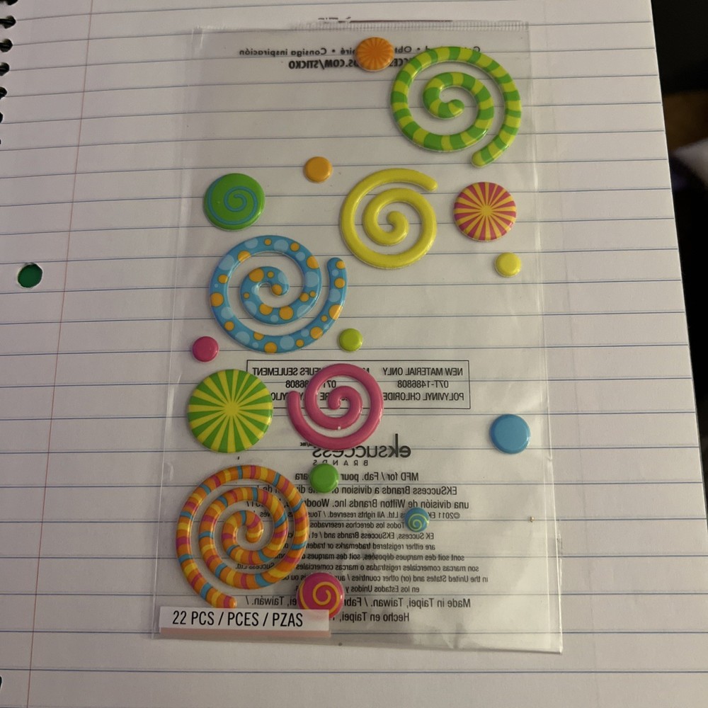 EK Success Sticko Dimensional Stickers Swirly Gigs Note:   6 Missing 16/22