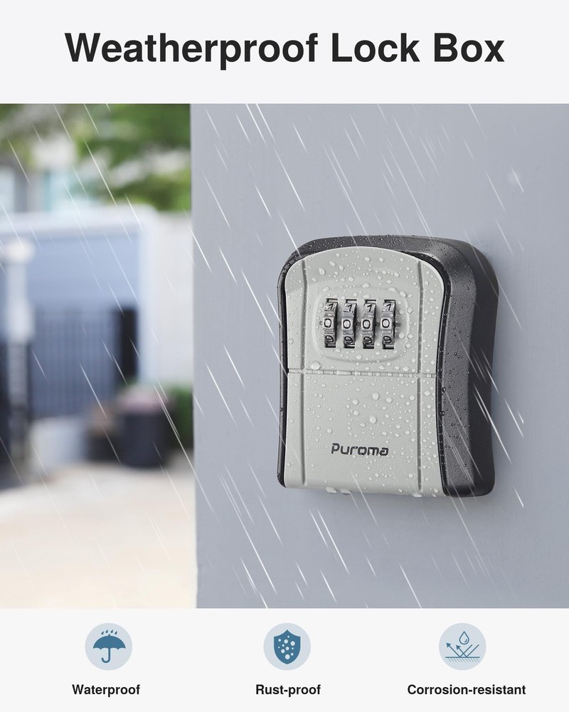 Key Lock Box Combination Lockbox Wall-Mounted Key Storage Box for House Keys,...