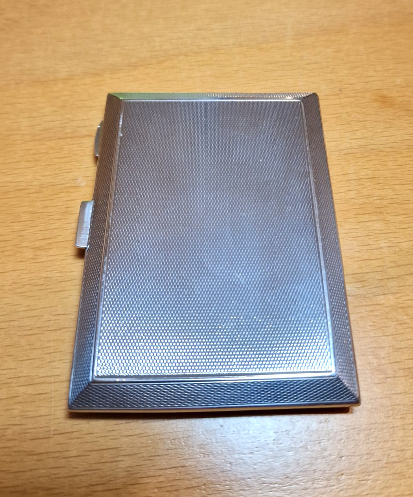 STUNNING BLUE ENAMEL SOLID SILVER CIGARETTE CASE ref 1443