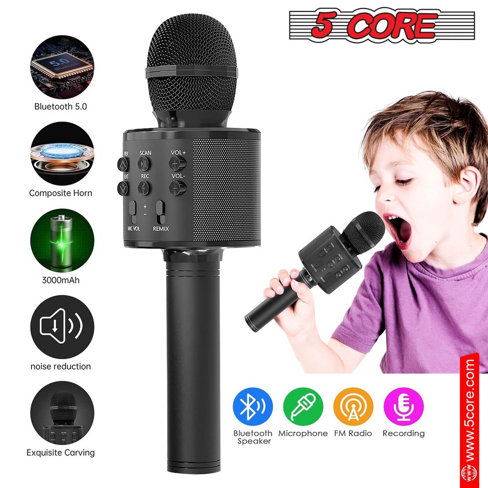 5 Core Microphone Wireless Karaoke Mic With Speaker 3 in 1 Portable Bluetooth Mi