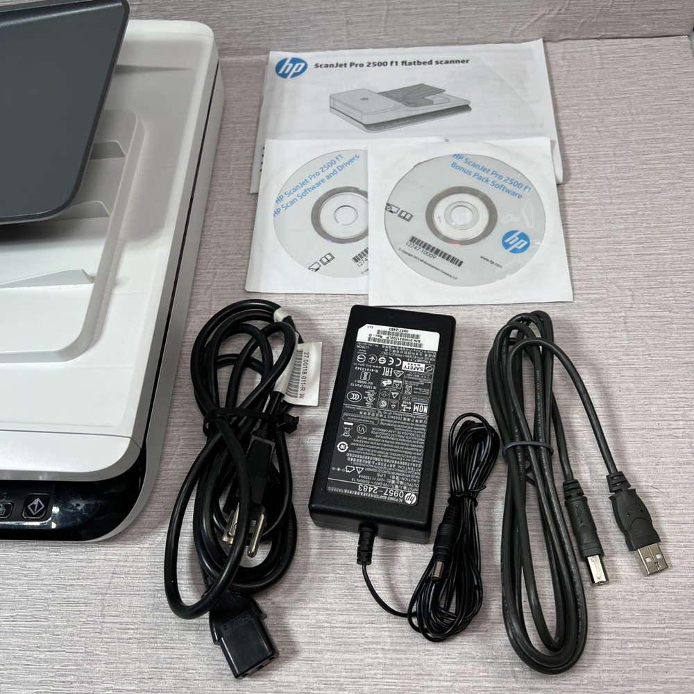 HP ScanJet Pro 2500 F1 FlatBed Document Scanner, AC Adapter, & USB Cable