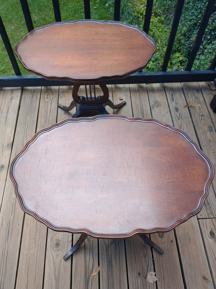 MERSMAN 7339 Lyre Side Table - Oval - Harp Base 2 Piece Set