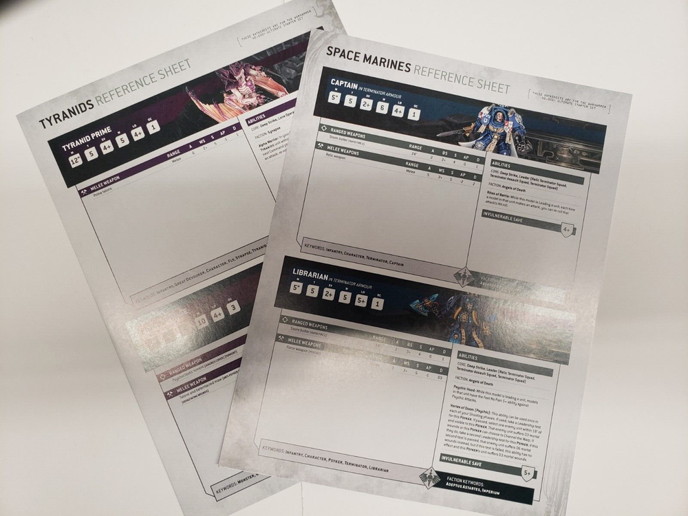 Warhammer 40k Handbook and Reference Sheets. 10th Ed. Starter Set