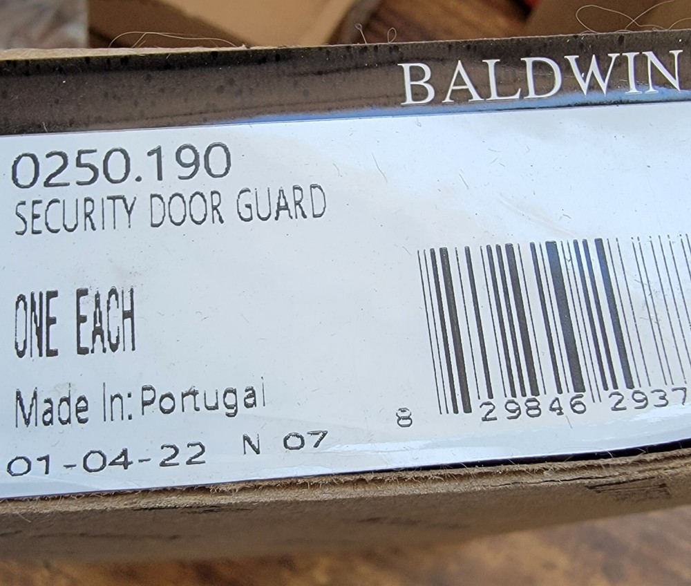 Baldwin Solid Brass Security Door Guard | Satin Black | 0250190