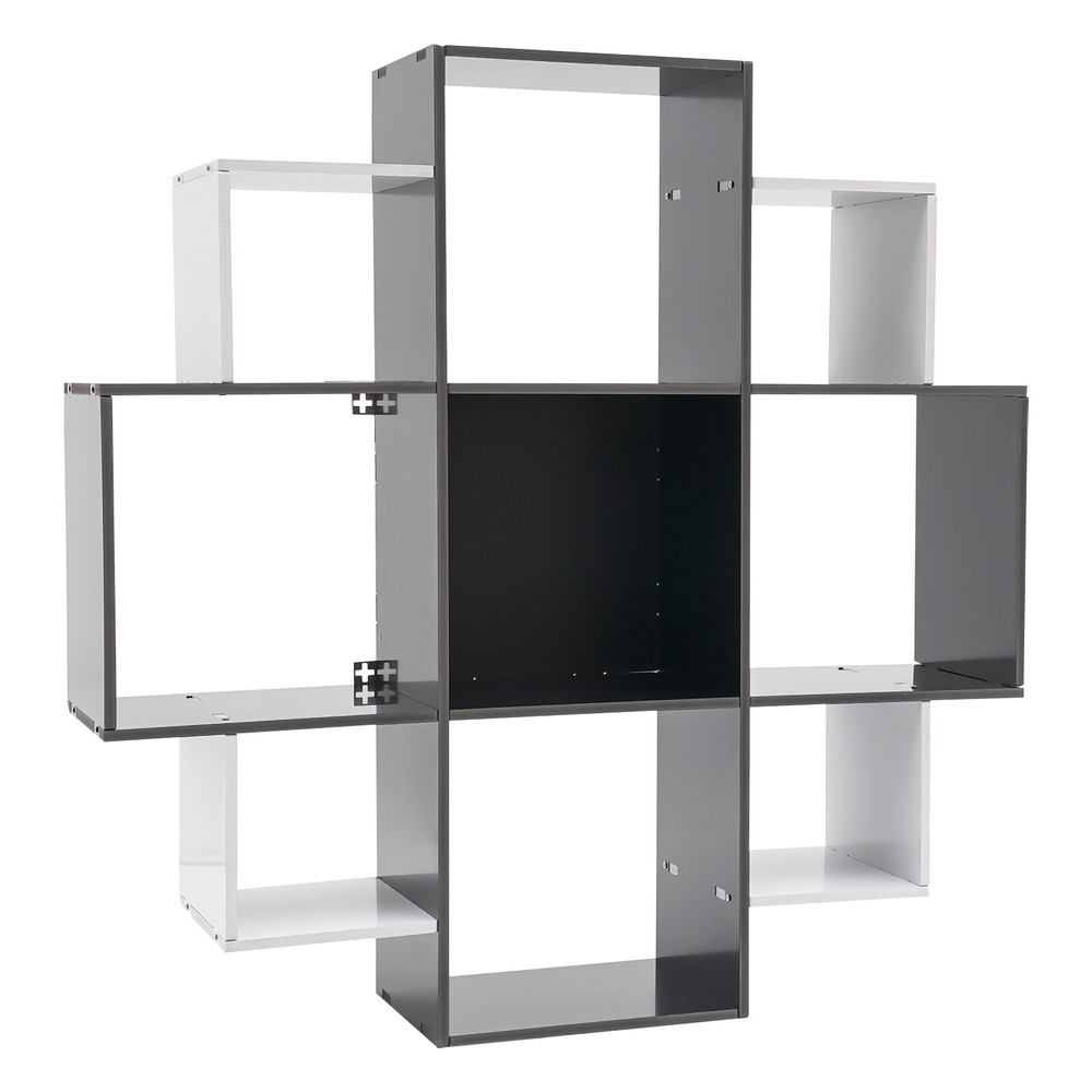 3 Tier Wall Mounted Bookcase Book Shelf 9 Compartments Home Decor Large Capacity