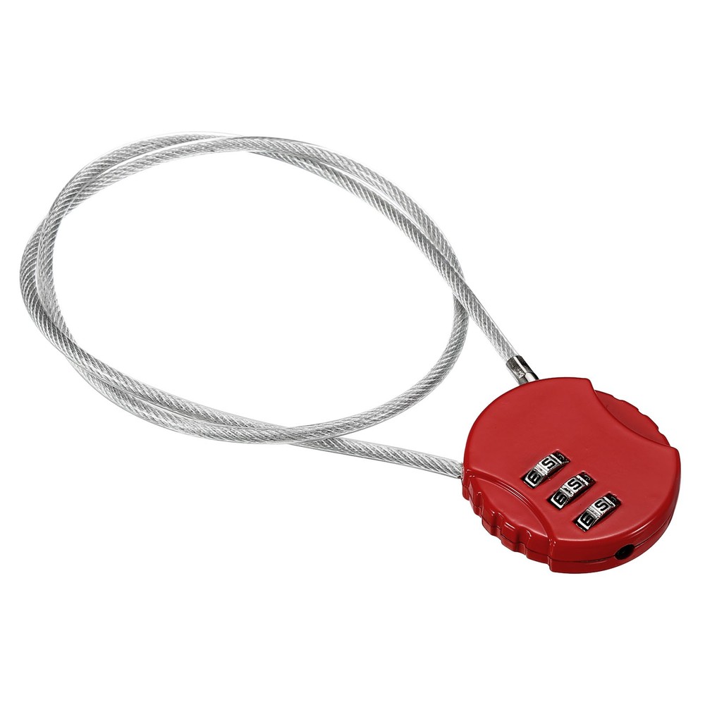 Small Combination Block 19.6", 1pc 3 Digit Luggage Lock, Red