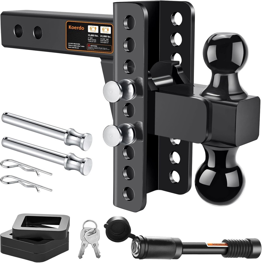 2.5" Black Trailer Hitch 22K GTW Adjustable