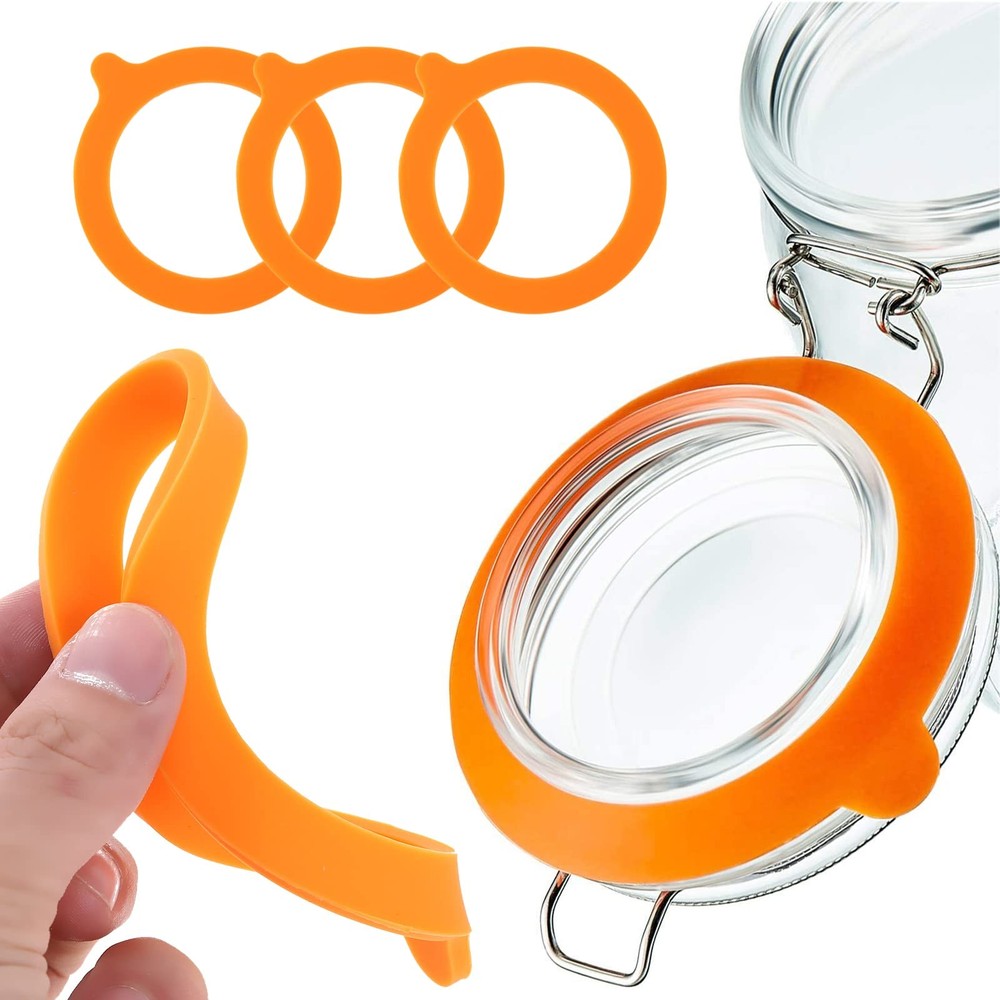 12 Pack Replacement Rubber Gaskets for Glass Jars, MaehSab Airtight Orange